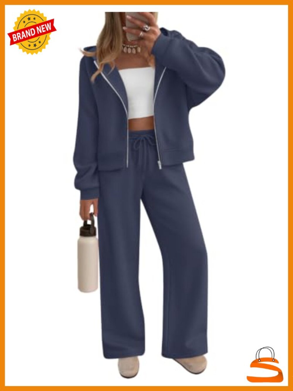 ZESICA 2 Piece Zip Up Hoodie Sweatpant Set Viscose Blend Women Travel